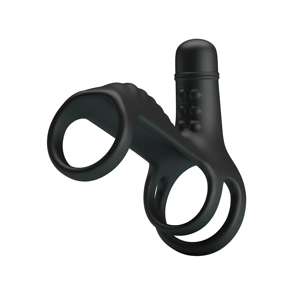 Насадка на пеніс з вібрацією Pretty Love Vibrating Penis Sling 11.5 см чорний - фото 2