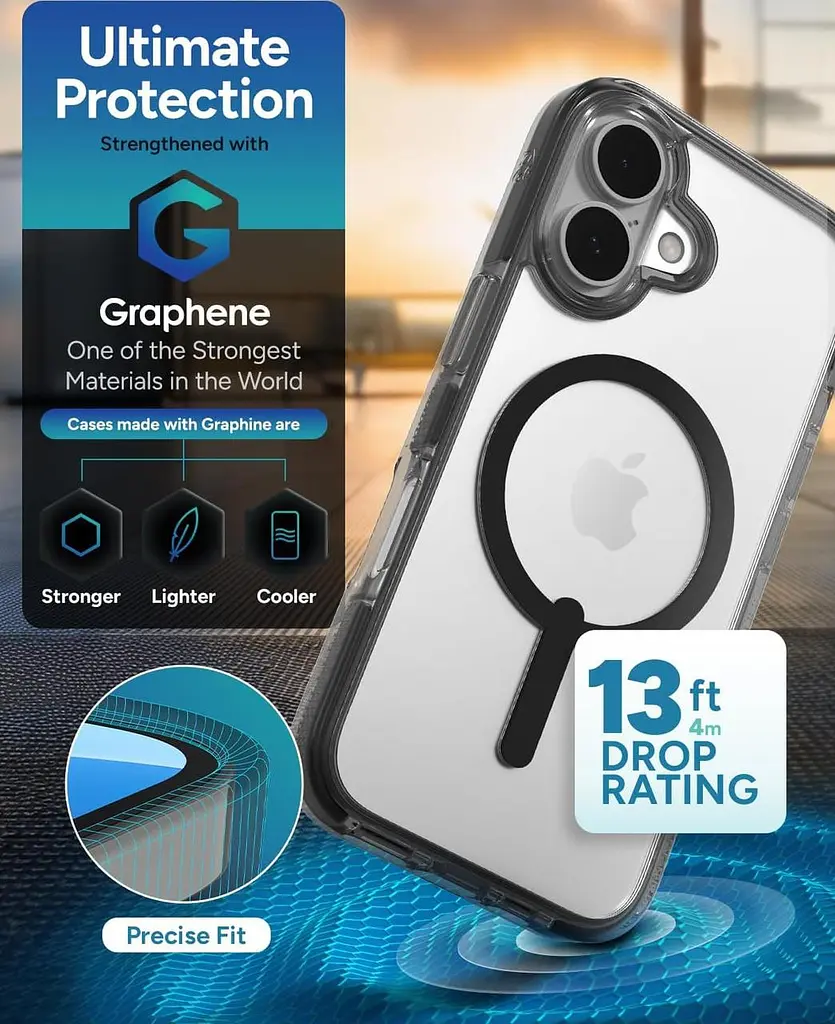 Чохол протиударний ZAGG Gear4 Crystal Palace MagSafe для iPhone 16 Прозорий + Чорний - фото 5