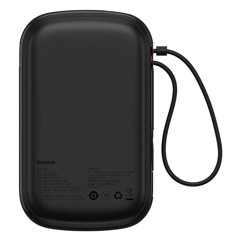Акумулятор зовнішній з 2 вбудованими кабелями Baseus QPow Pro FC 20000 mAh 22.5 (P10067103113-00) - фото 4