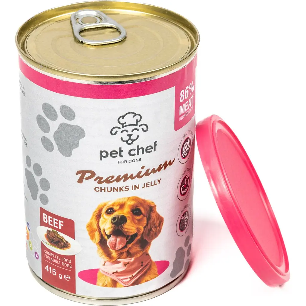 Вологий корм для дорослих собак Pet Chef Шматочки в желе з яловичиною 415 г - фото 3