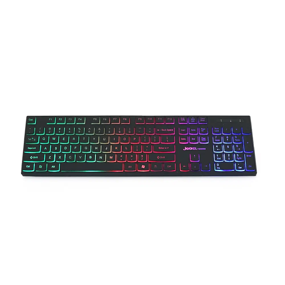 Клавиатура с подсветкой USB Jedel K510, длина кабеля 170 см, (Eng), (483х188х35 мм) Black, 104к, Q20 - фото 3