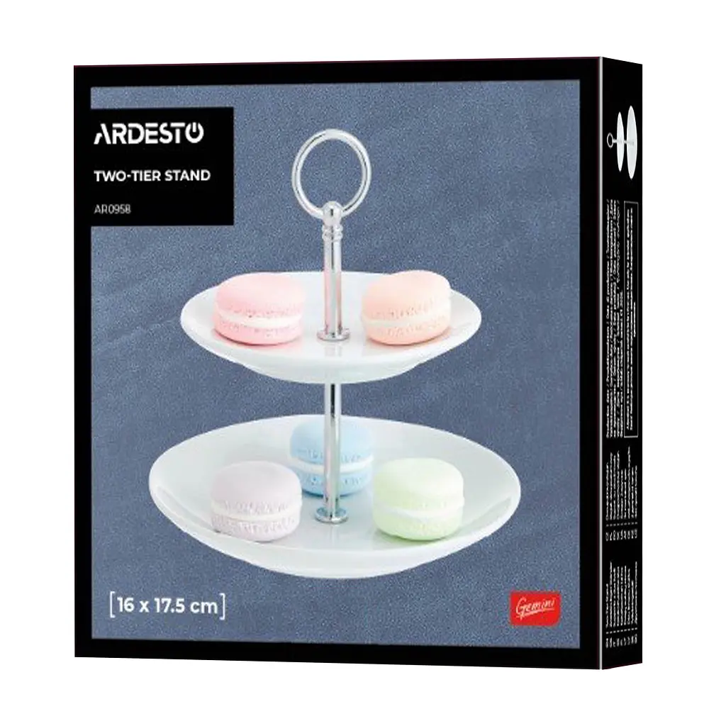 Блюдо 2-х ярусне Ardesto 16х16х17.5 см біле (AR0958) - фото 4