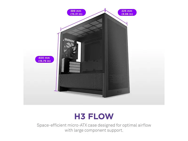 Корпус NZXT H3 Flow Black (CC-H31FB-01) - фото 2