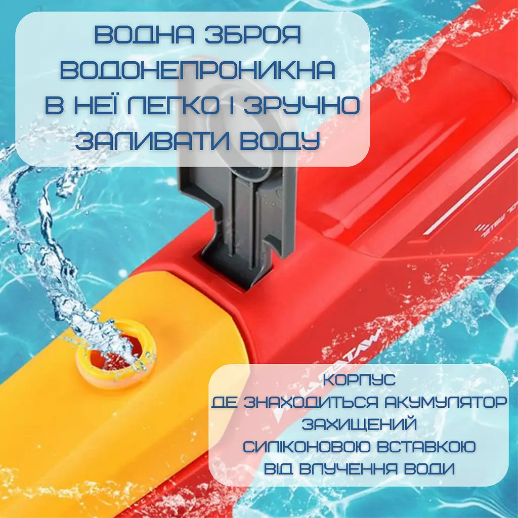 Водний бластер на акумуляторі дитячий водяний пістолет акула червоний Combuy det0018996 - фото 4