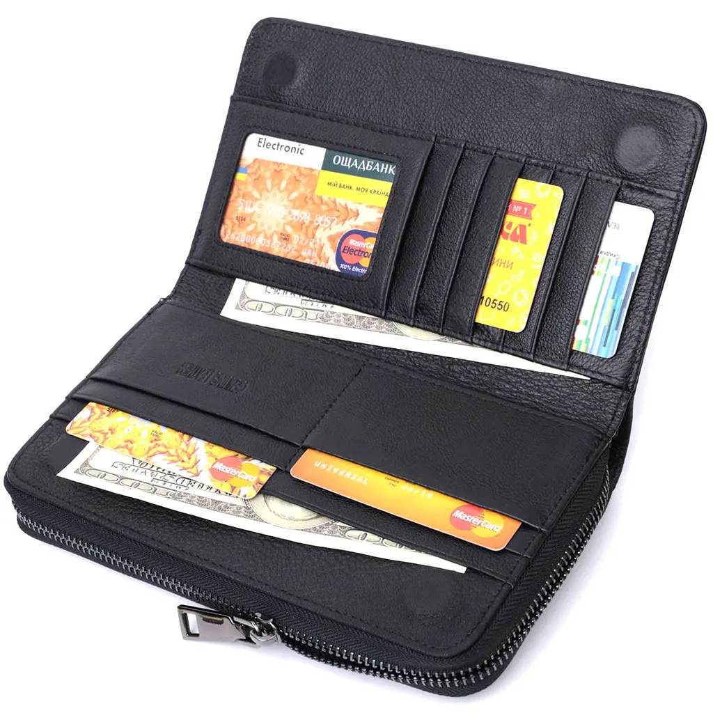 Чоловічий клатч із блоком для карт з натуральної шкіри ST Leather 22694 чорний - фото 7