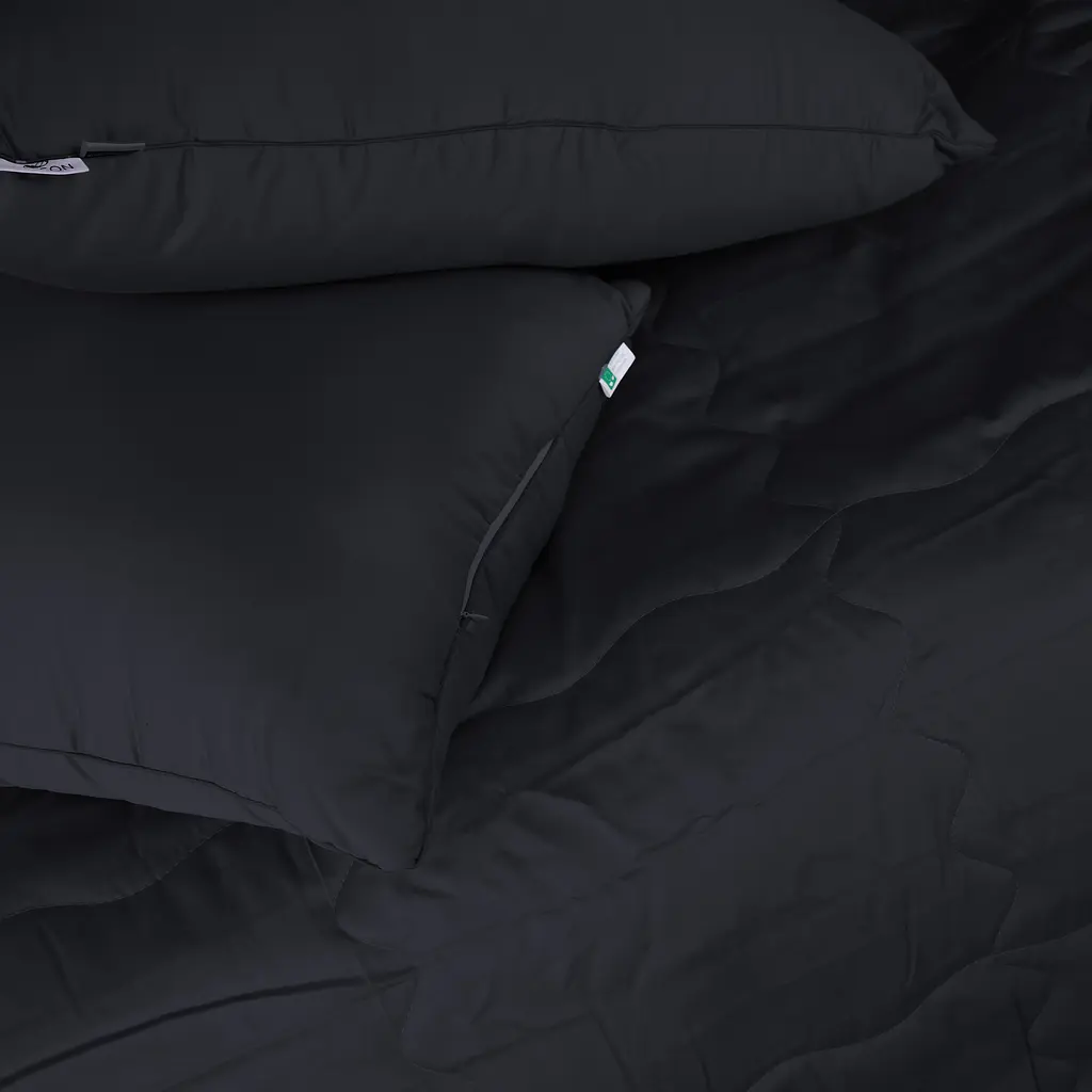 Летний постельный комплект MirSon Line Satin Light Pro Black с эвкалиптовым волокном Семейный (2200010982169) - фото 3