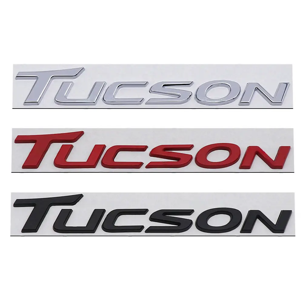 Емблема напис TUCSON для Hyundai Червона 32х217 мм метал на скотчі (Завод) - фото 3