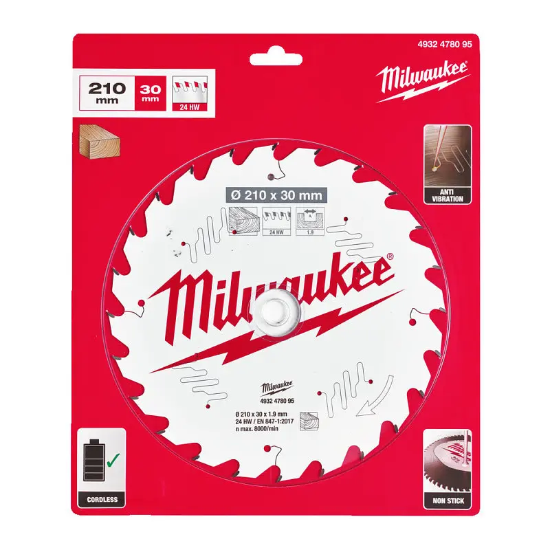 Диск пиляльний по дереву PFTE MILWAUKEE, діаметр 210х30х1,9 мм, 24 зуб. - фото 2