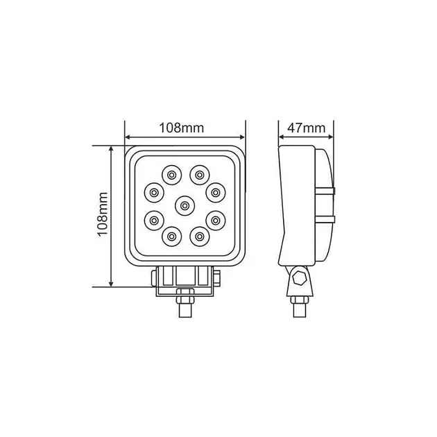 LED фара Brevia Flood Ближнє світло 10-30V 27W (9x3W) 1980Lm Алюмінієвий корпус IP68 (10642QSX1) - фото 2