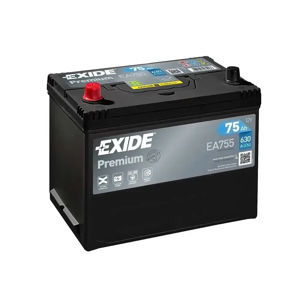 Акумулятор автомобільний EXIDE PREMIUM 75A (EA755)