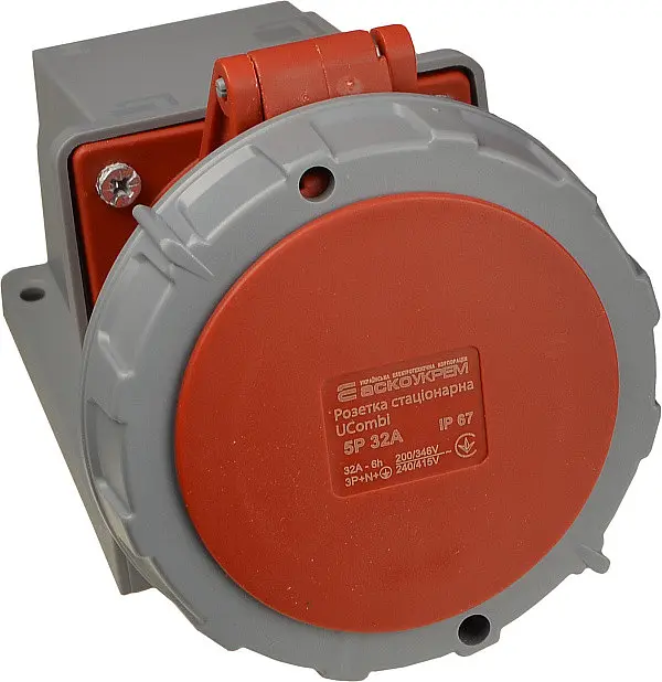 Розетка стаціонарна 32А P5 IP67 3P+N+PE UCombi АСКО-УКРЕМ (A0080010155) - фото 1