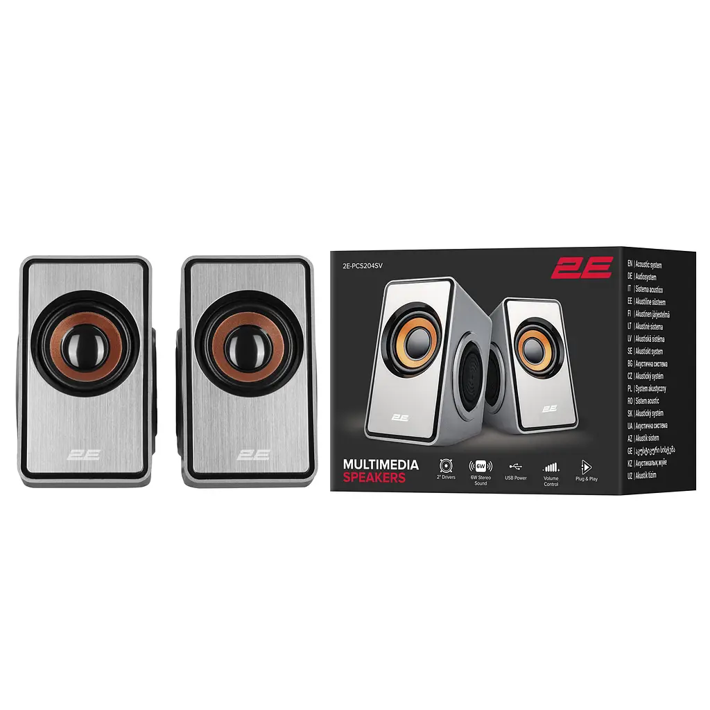 Комп'ютерні колонки 2E PCS204 Silver, 2.0, USB - фото 3