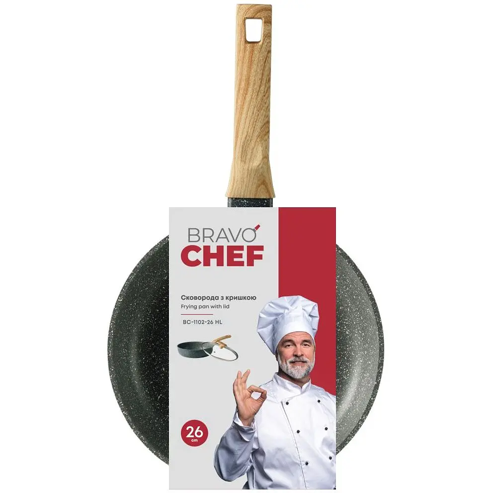 Сковорода Bravo Chef глибока з кришкою 26 см (BC-1102-26 HL) - фото 6