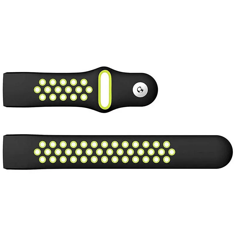 Силіконовий ремінець Primo з перфорацією для фітнес браслета Fitbit Charge 3/4 Black Green/розмір L - фото 4