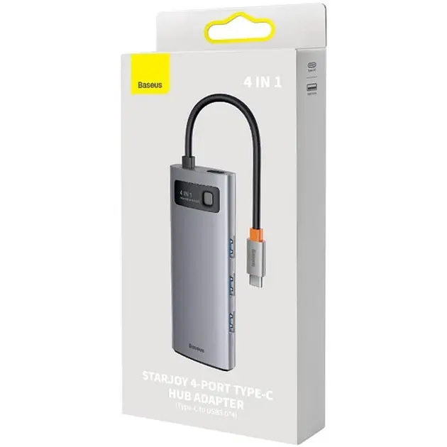 Хаб конвертер Baseus Metal Gleam Series 4-in-1 Multifunctional Type-C WKWG070113 - фото 2