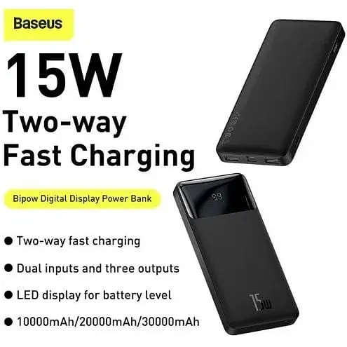 Зовнішній акумулятор Baseus Bipow Digital Display Power Bank 10000mAh 15W (PPDML-I01) - фото 2