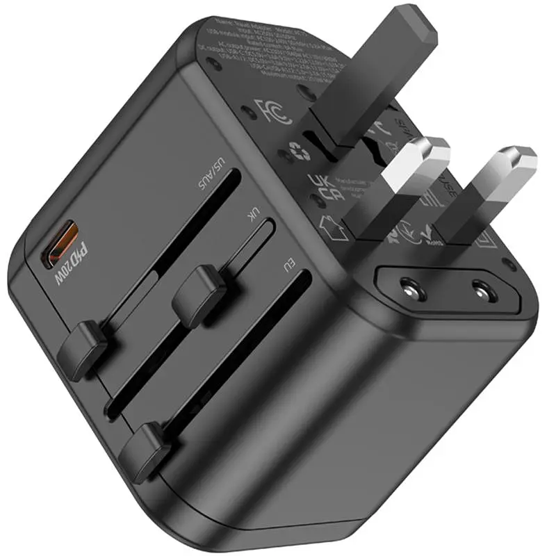 Мережевий універсальний перехідник AC15 Walker PD20W+QC3.0 (2USB-A/1C) (EU) Black Hoco teh0030542 - фото 4