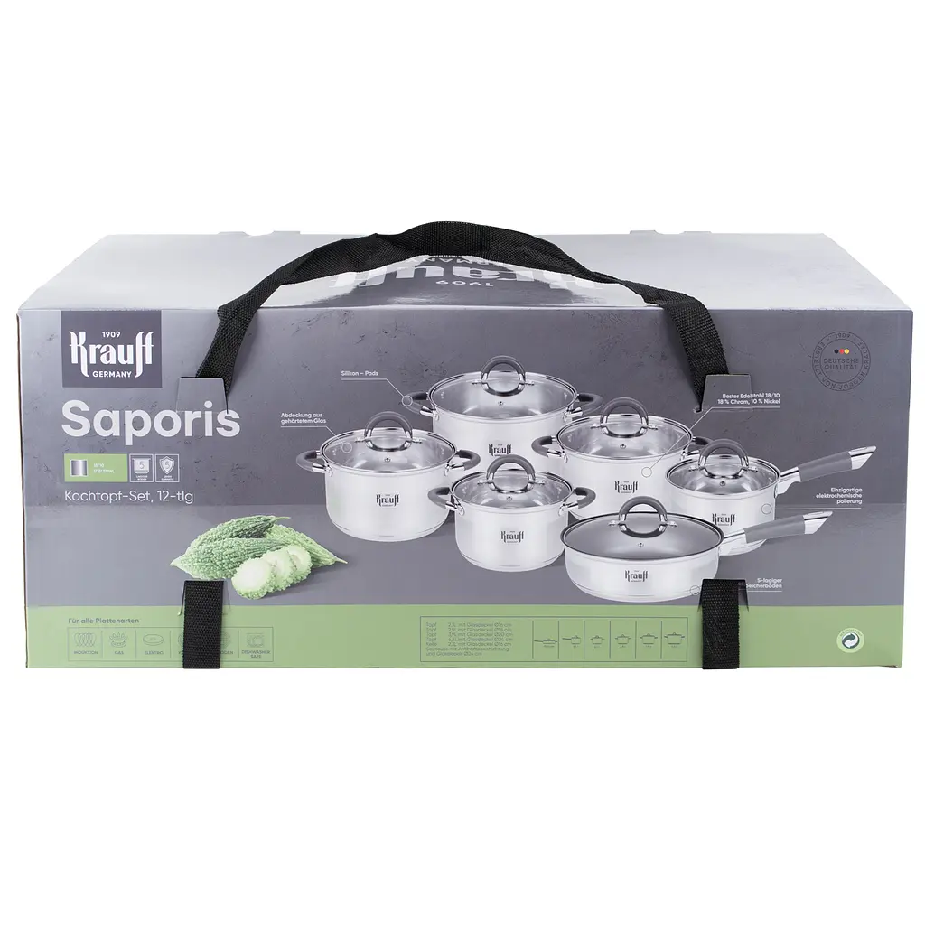 Набір посуду Krauff Saporis 12 предметів: ковш, сотейник, 4 каструлі (26-242-051) - фото 8