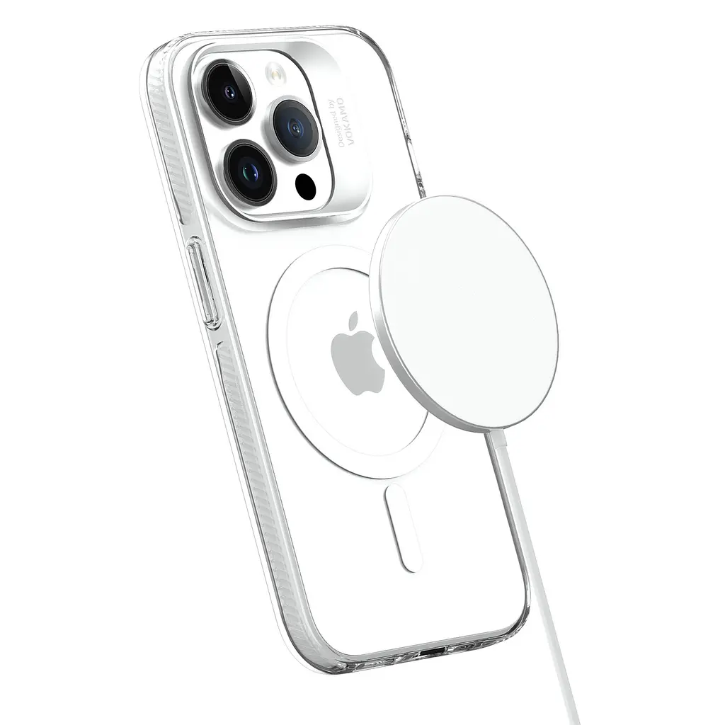 Защитный чехол Vokamo для iPhone 15 с магнитным кольцом прозрачный - фото 2