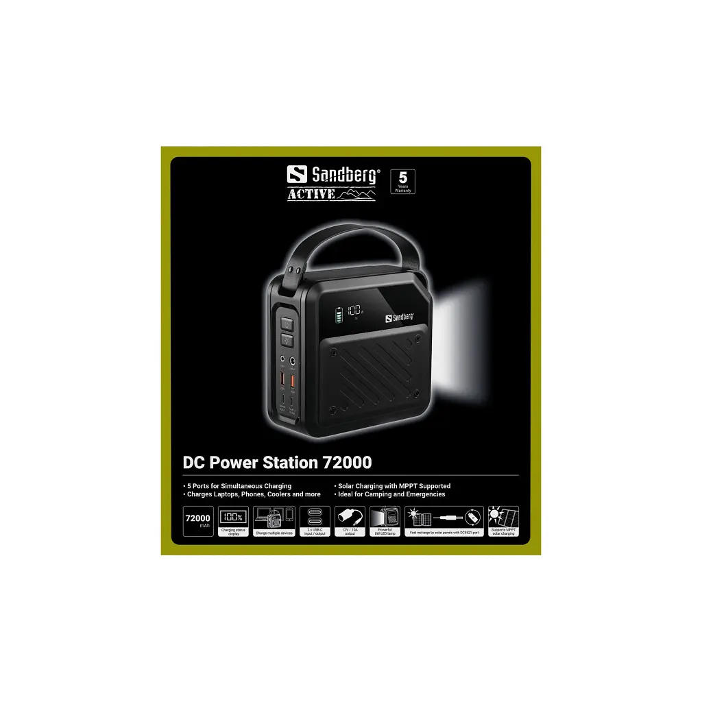 Батарея універсальна Sandberg 72000mAh max 268W, DC9,612,6V/10A, PD/100W(In/Out), LiMnFePO (421-22) - фото 6