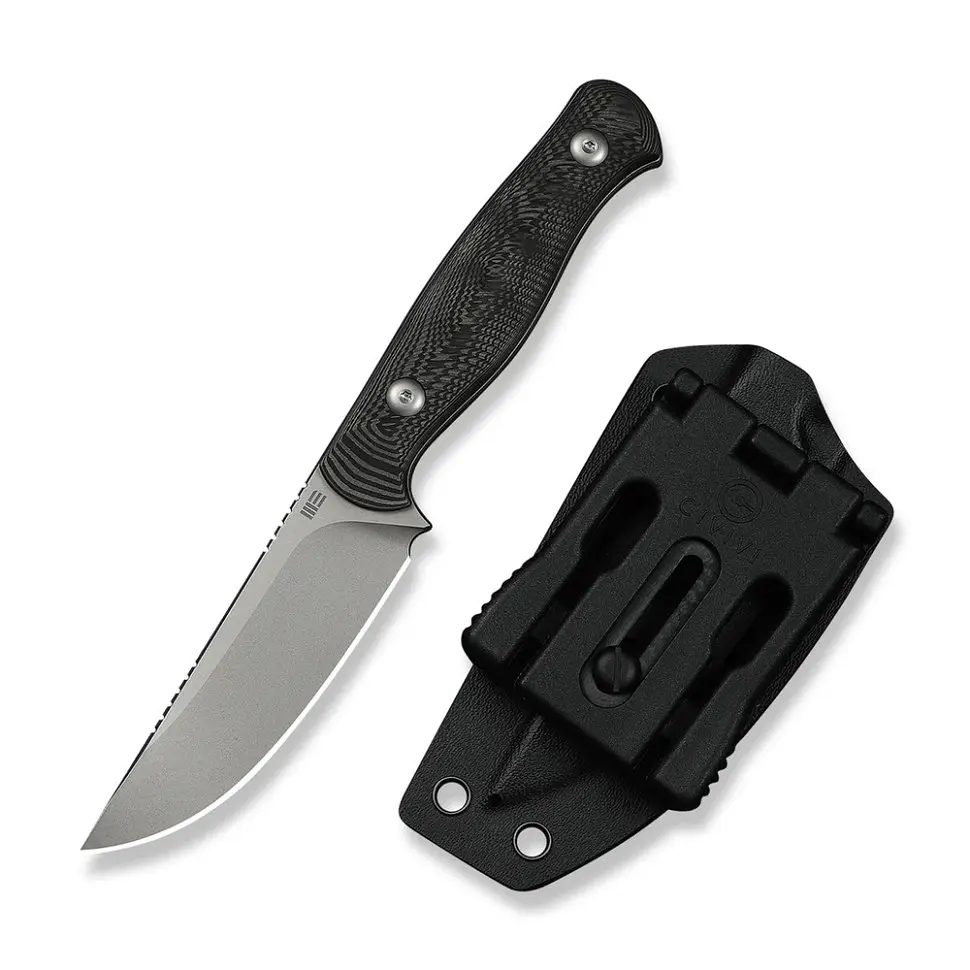 Ніж фіксований туристичний Weknife Notchline, (8.7 см) CPM S35VN /Carbon Fiber чорний з чохлом - фото 4
