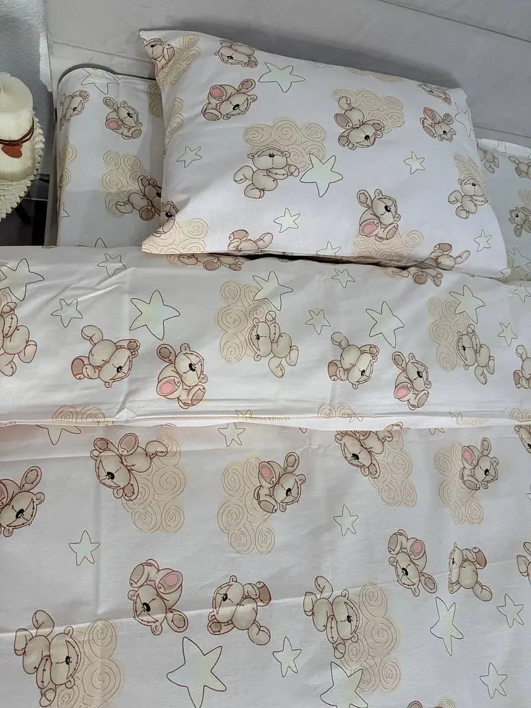 Дитячий комплект постільної білизни Ecotton 110х140 см персиковий Хмаринкові Ведмедики (21539) - фото 2