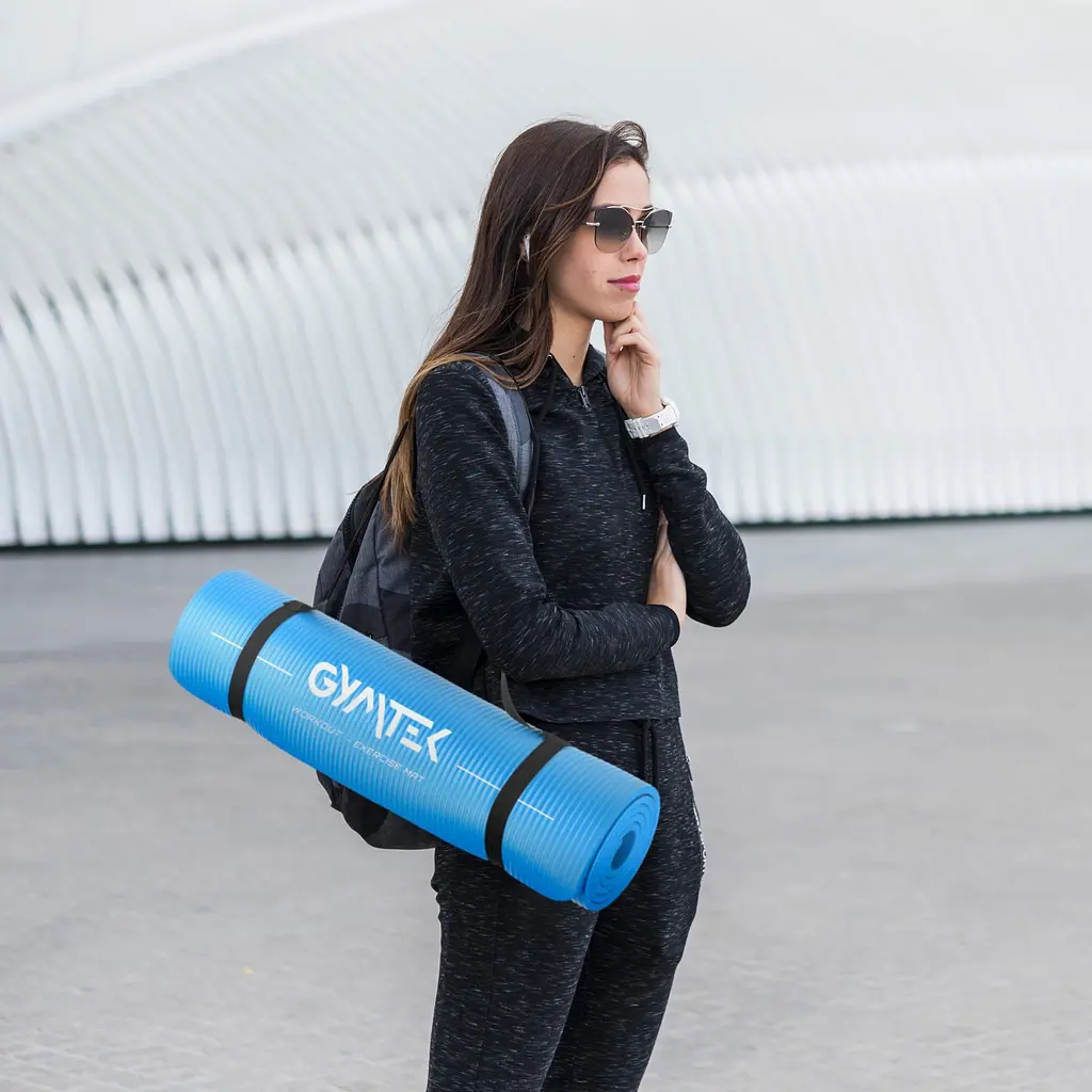 Килимок (мат) для йоги та фітнесу Gymtek NBR 1см голубий - фото 11