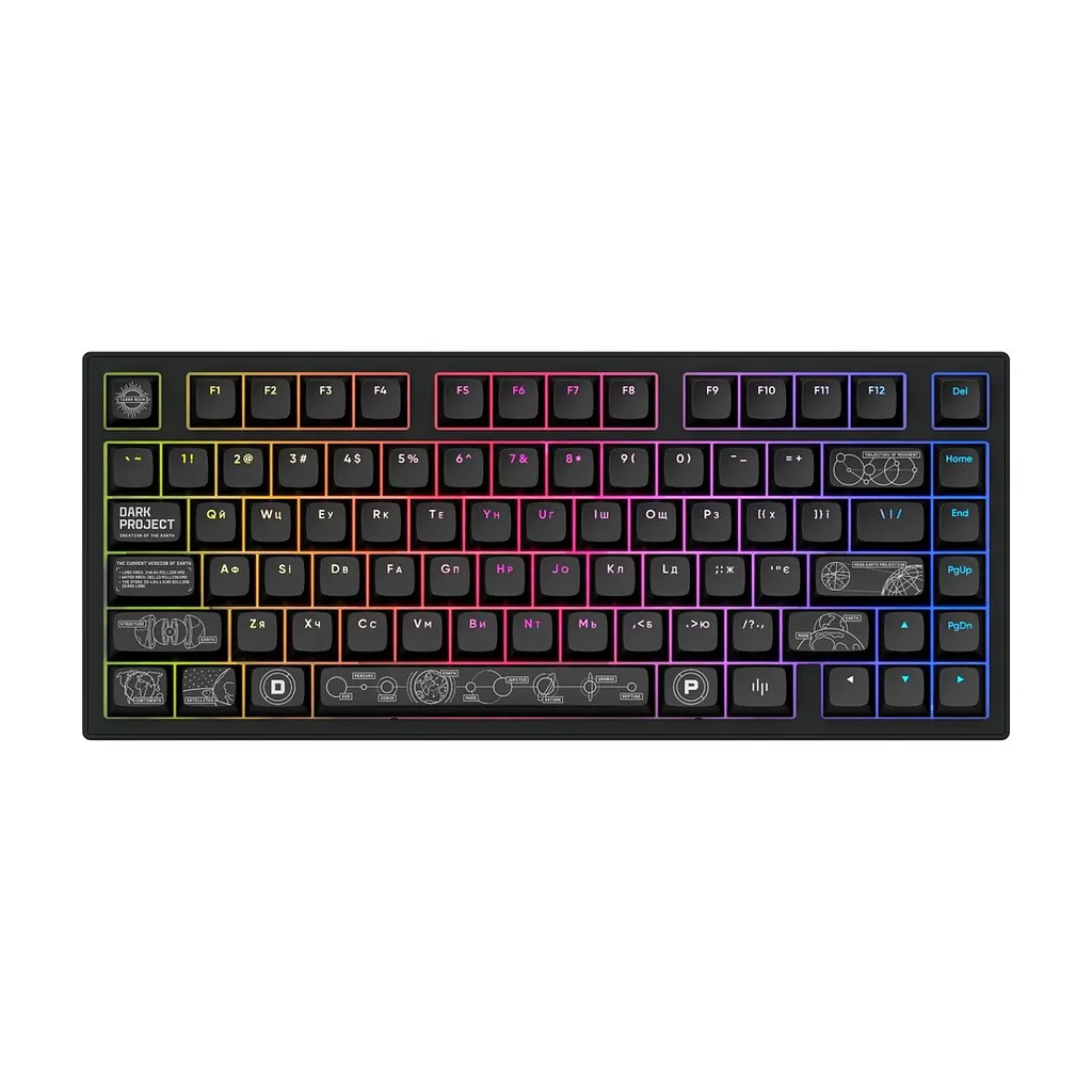 Клавіатура Dark Project ALU81 Terra Nova PBT RGB Mech G3MS Moonstone Black (DPKB_NOVA_81_ANSI_BLACK_UA) - фото 5