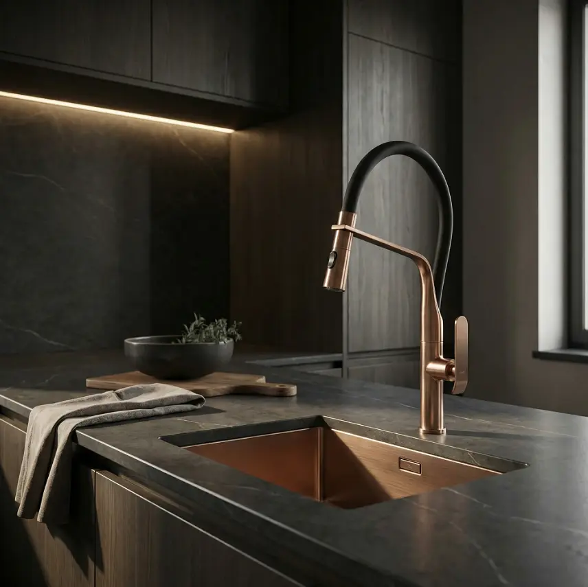 Змішувач для кухні Rea Castor із гнучким виливом black brushed copper REA-B4320 - фото 4