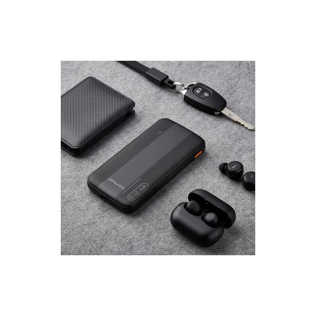 Батарея універсальна AWEI 10000mAh P20K, 12W, Black (6954284009744) - фото 6