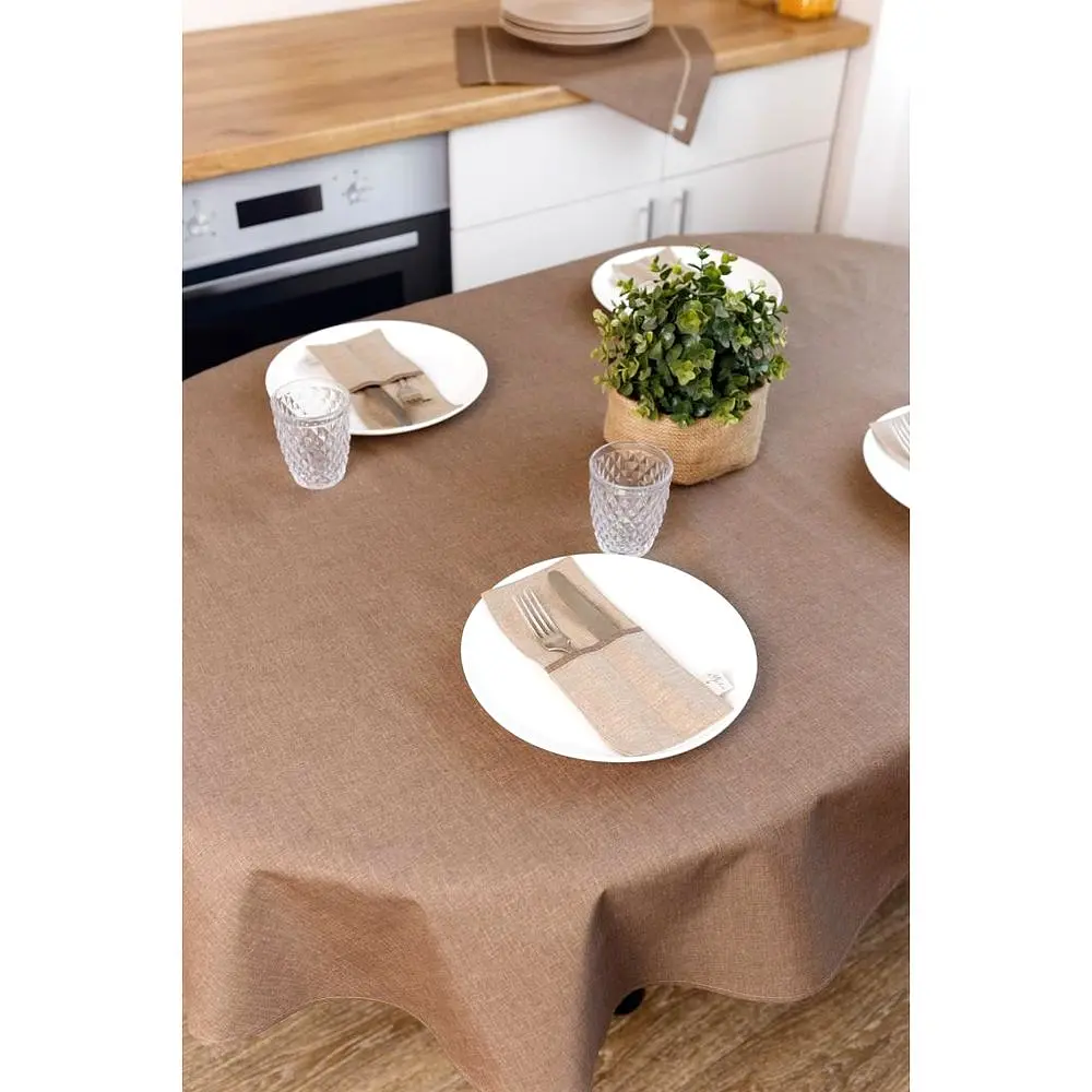 Скатертина Прованс Кориця овальна 133х240 см коричнева (41207) - фото 6