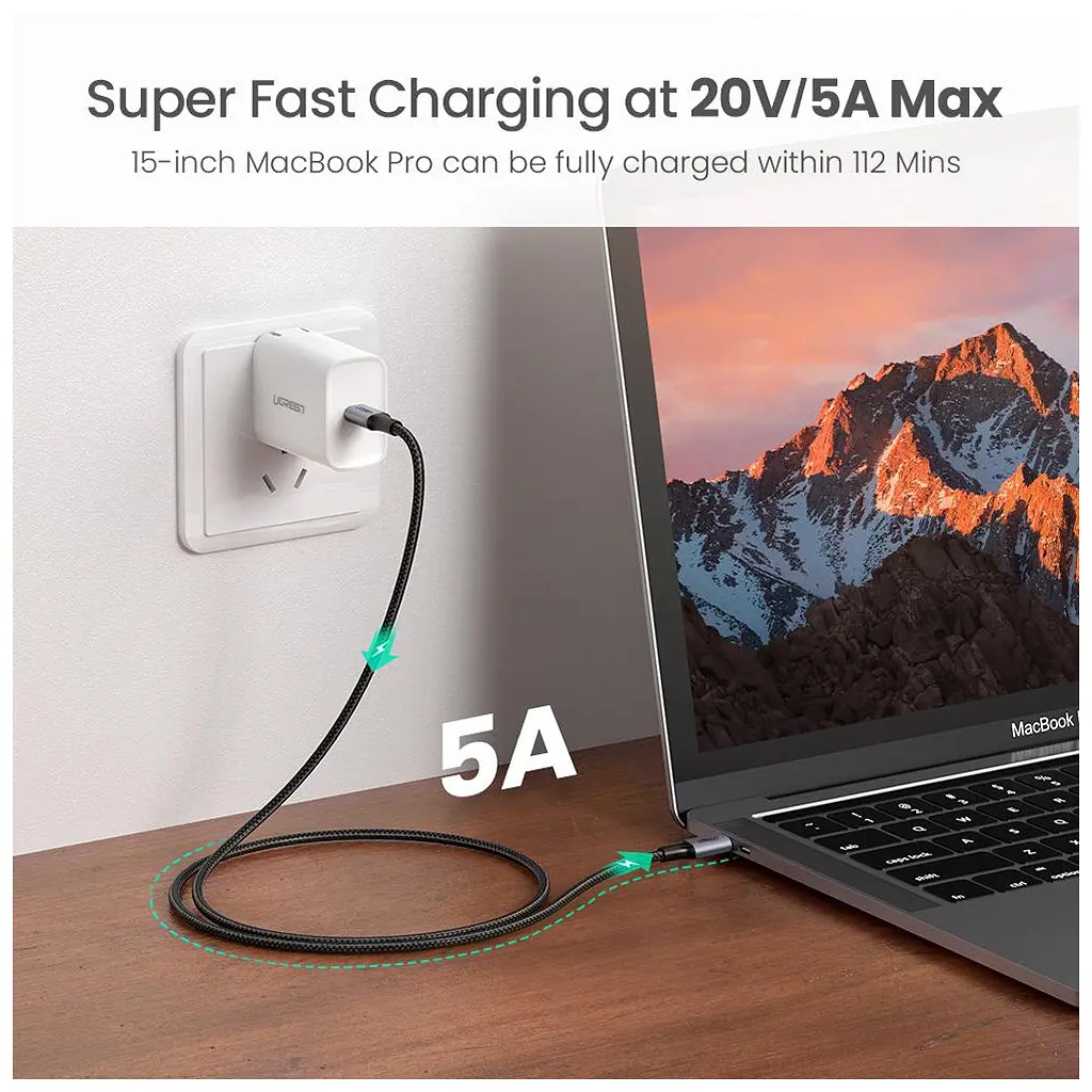 Дата кабель USB-C to USB-C 1.5m 100W US316 Space Gray Ugreen (70428) - фото 4