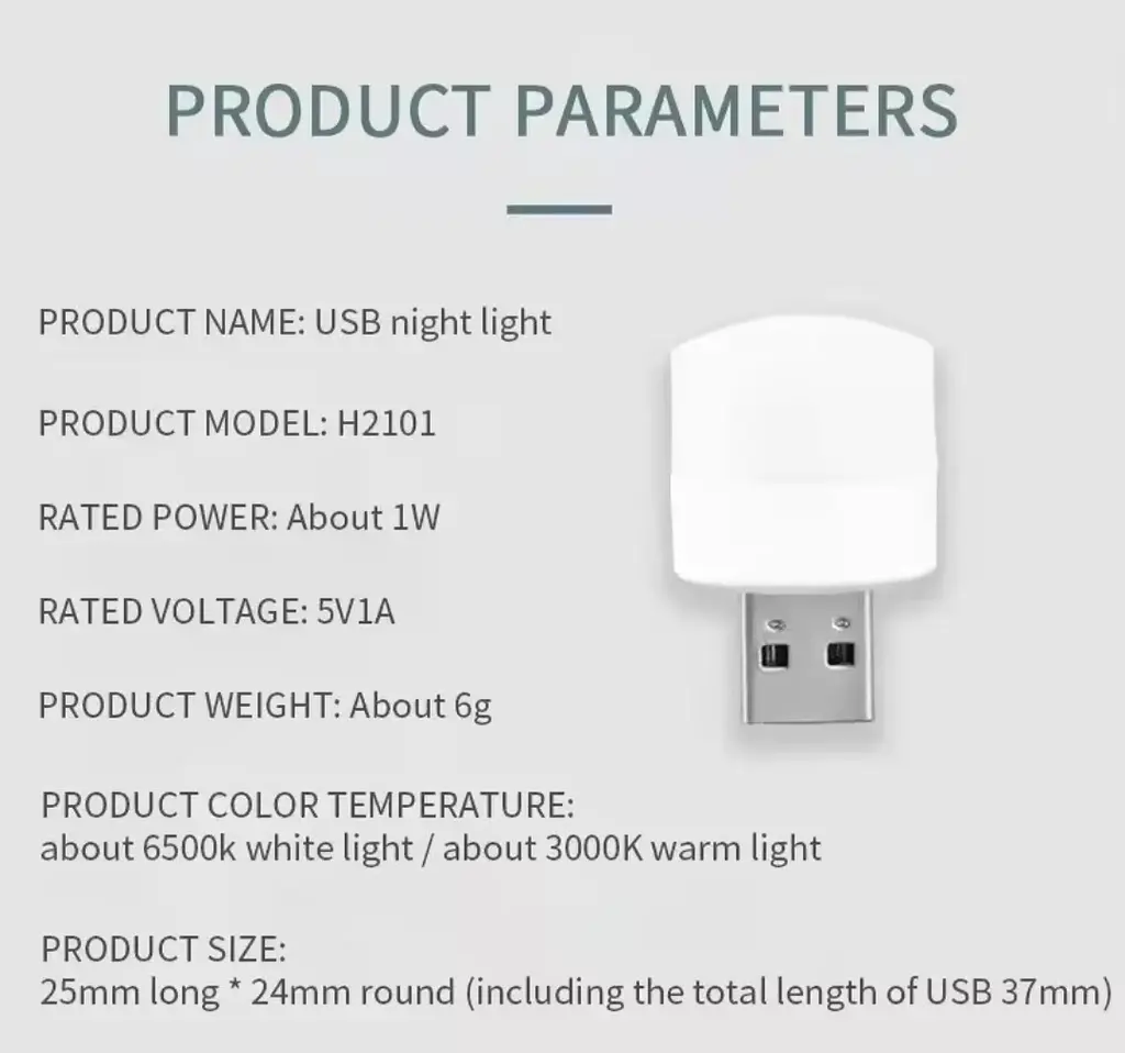 Портативна USB світлодіодна лампа-нічник із білим (6500К) світлом, працює від Power Bank, та ін. ґаджетів 5В - фото 4