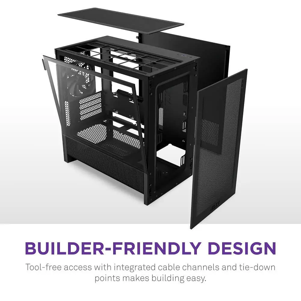 Корпус NZXT H3 Flow Tempered Glass без БП Black (CC-H31FB-01) - фото 7