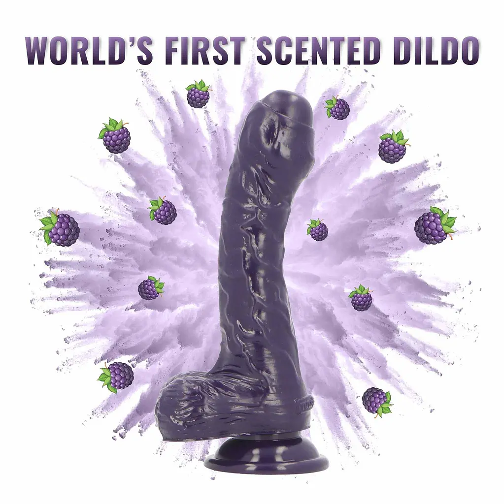 Фалоімітатор з ароматом ожини Toyz4lovers Delicious Dildo Berries, 18.5 см - фото 3