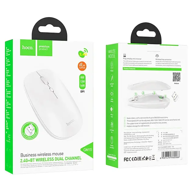Бездротова миша Hoco GM15 Art Dual-Mode Business Wireless Mouse White - фото 3
