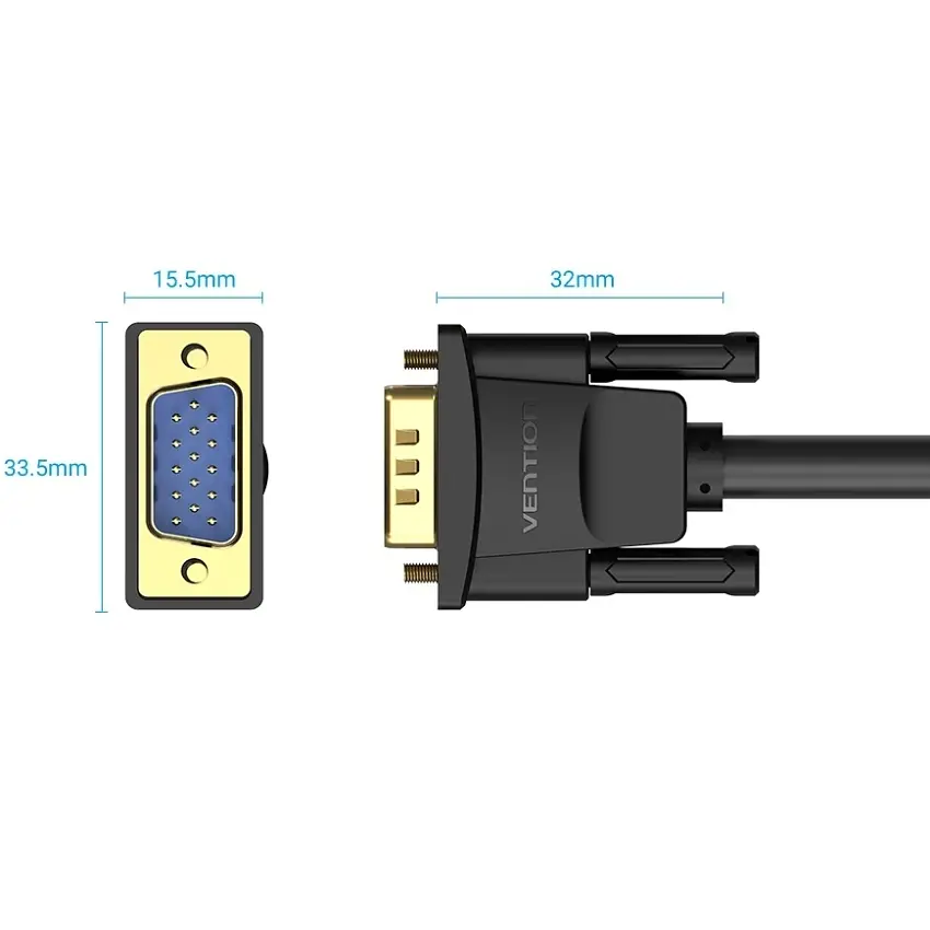 Кабель VGA 15M-15M, 25.0 м, з ферритами, чорний Vention - фото 3