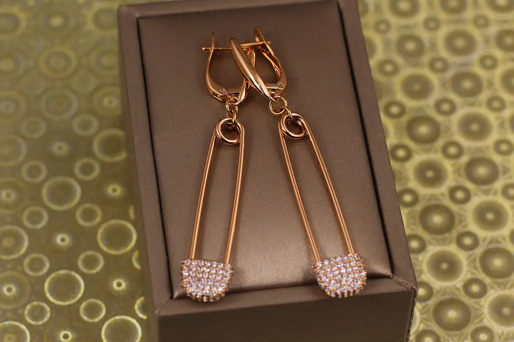 Сережки підвіски Xuping Jewelry шпильки 6 см золотисті - фото 2