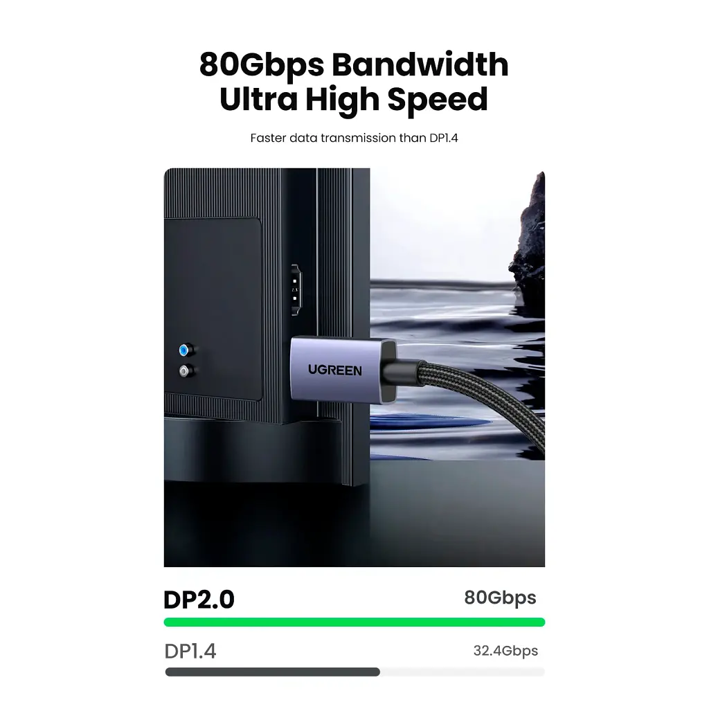 Кабель мультимедійний DisplayPort M to DisplayPort M 3.0m 16K DP118 black Ugreen (25862) - фото 8