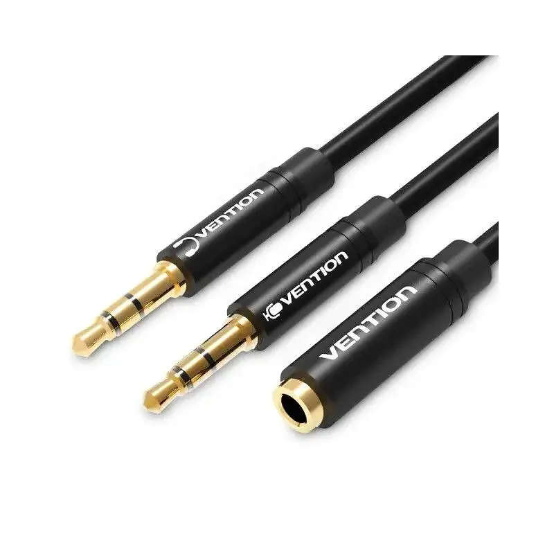 Кабель Vention 3.5 мм - 2х3.5 мм (M/F), 1 м, Black +OMTP-CTIA (BHDBF) - фото 3