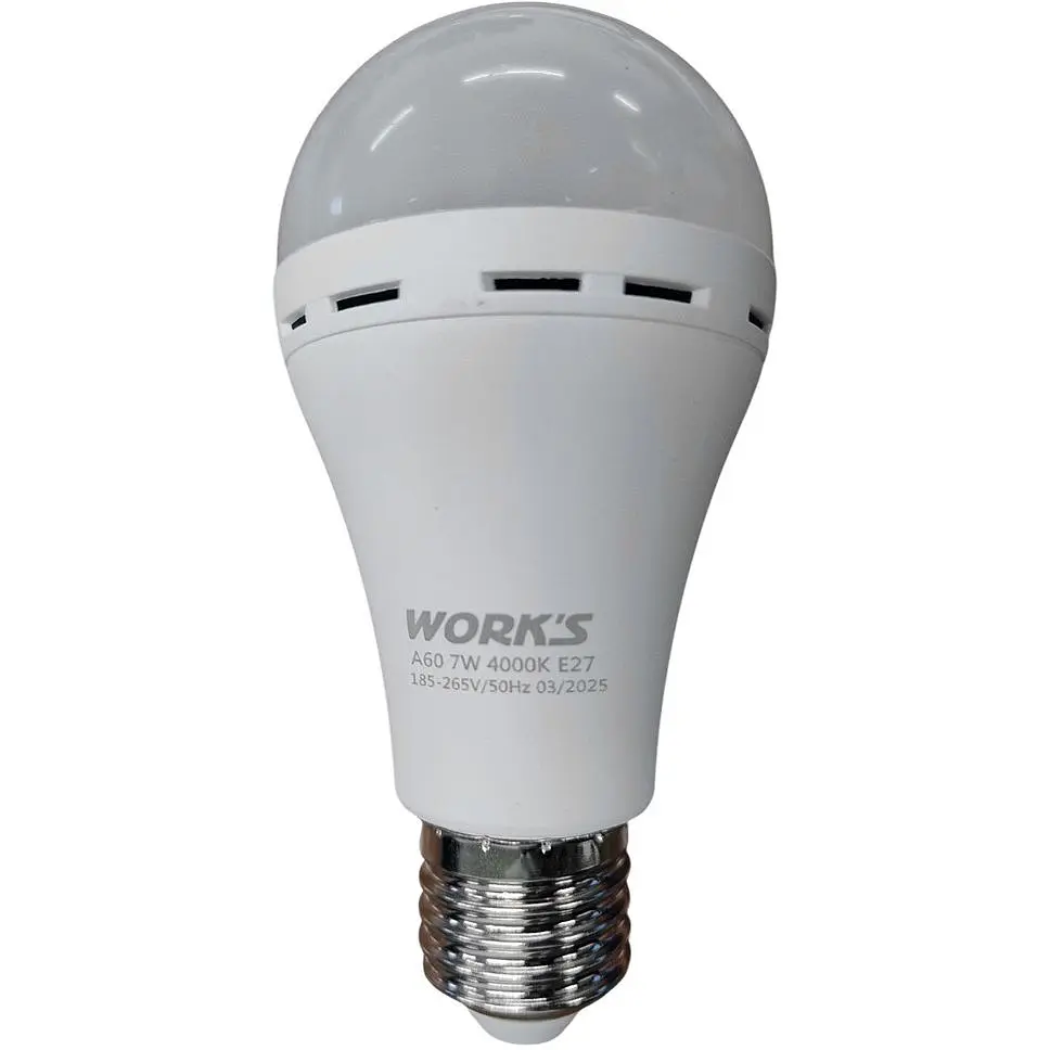 Светодиодная лампа с аккумулятором Works ELR60-7W A60, 3.7V 1800MAH (142572) - фото 2