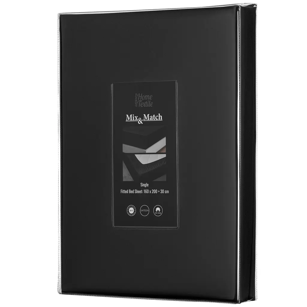 Простыня на резинке Ardesto Mix & Match Premium сатин 160х200+30 см черная (ART1620FSL) - фото 7