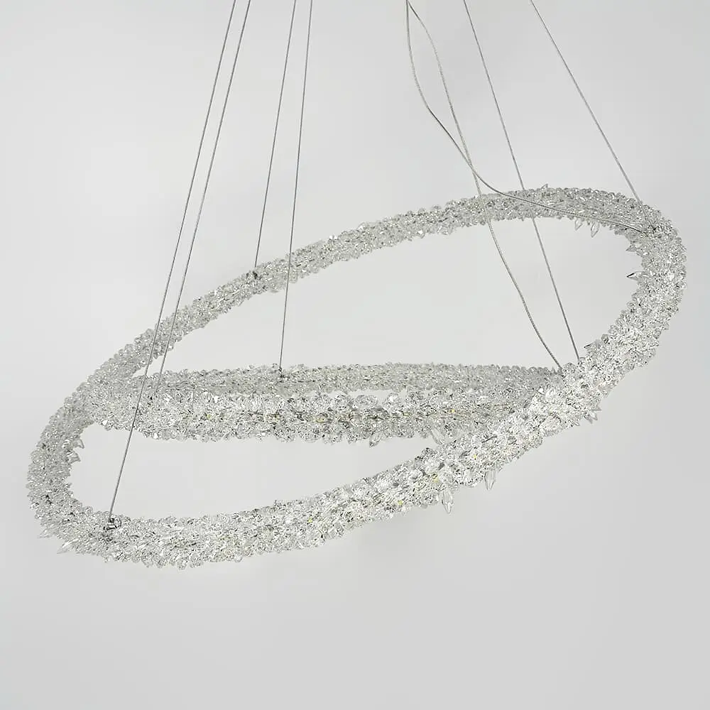Невероятная хрустальная подвесная люстра Ø 80+60 см Ст. MD9105R-800+600 CH | Line F - фото 7