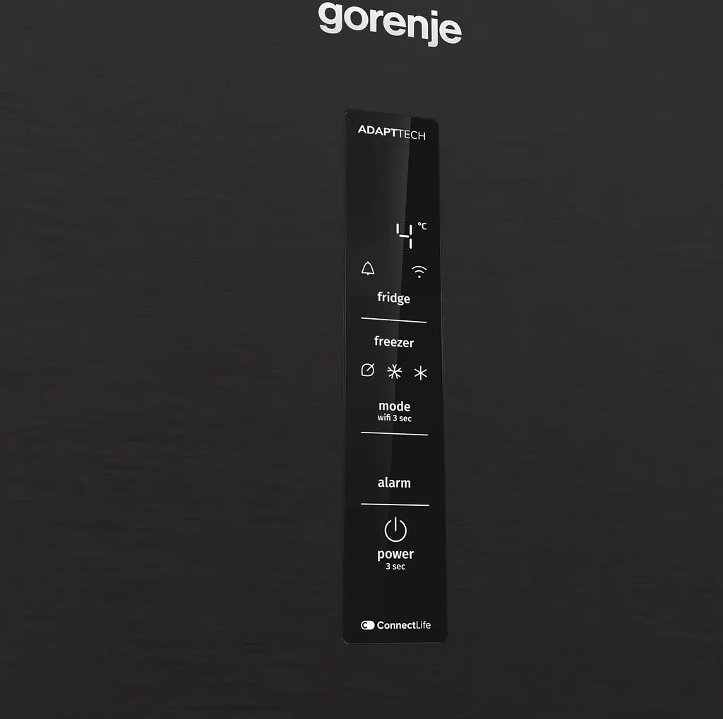 Холодильник Gorenje з нижн. мороз. камерою, 203х66х60см, 2 двері, 257(121)л, А+, Total NF, Зона св-ті, Інвертор, Зовн. Дисп, Wi-Fi, чорний - фото 3