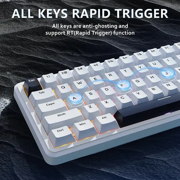 Игровая проводная магнитная клавиатура Attack Shark X65 HE / Magnetic Switch / 8К / RGB / 65% / White - фото 5