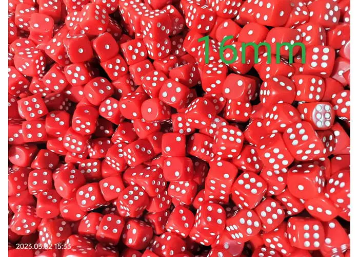 Настільна гра Китай Кубик D6 16 мм (зелений, червоний, чорний, білий) (1 шт.) (ВР_КD6) - фото 2