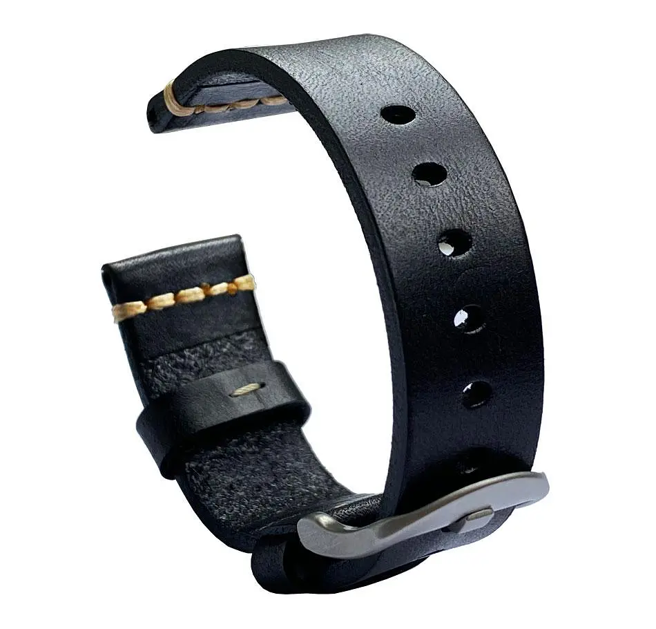 Кожаный ремешок Primolux C052B Steel buckle для часов Xiaomi Amazfit GTR 47 мм, Lite 47 мм Black - фото 6