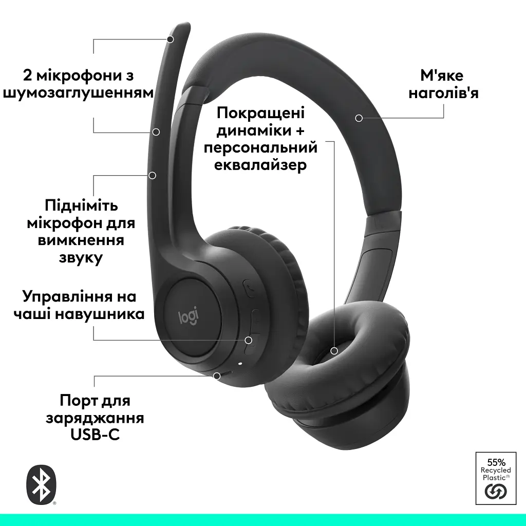 Навушники Logitech Zone 305 for Business Bluetooth Black (981-001458) - фото 5