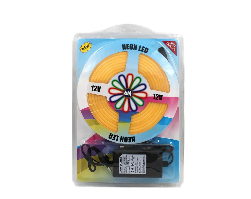 Стрічка неонова силіконова LED Neon з блоком живлення 5M 12Вт-220Вт Жовта - фото 6