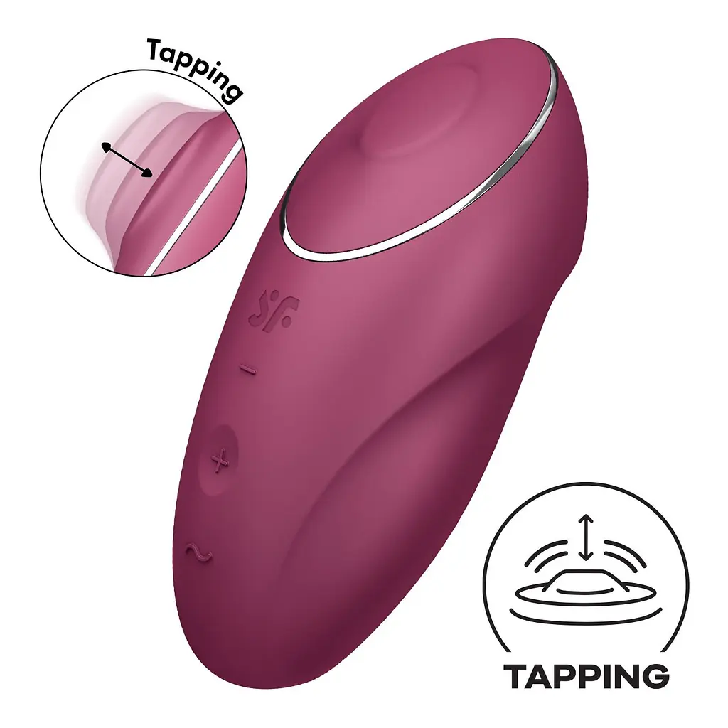 Вібростимулятор-пульсатор Satisfyer Tap & Climax 1 Red, ефект постукування пальцем, 2 мотори - фото 2